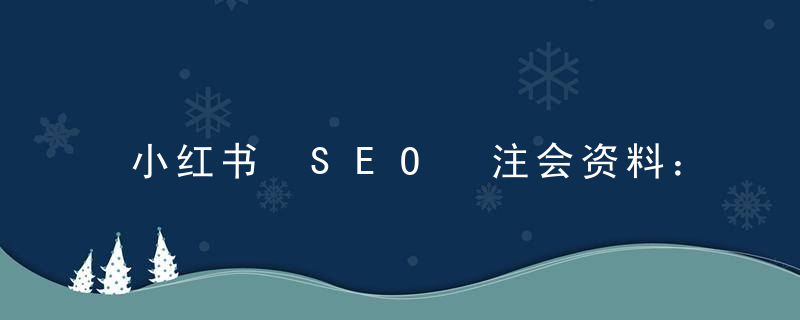 小红书 SEO 注会资料：一部手机就能操作，日入过百